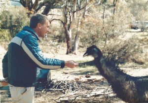Steve feeding emu